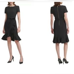 New With Tags Calvin Klein Short Sleeve
Black Tie Wrap Waist Ruffle Skirt Size 6